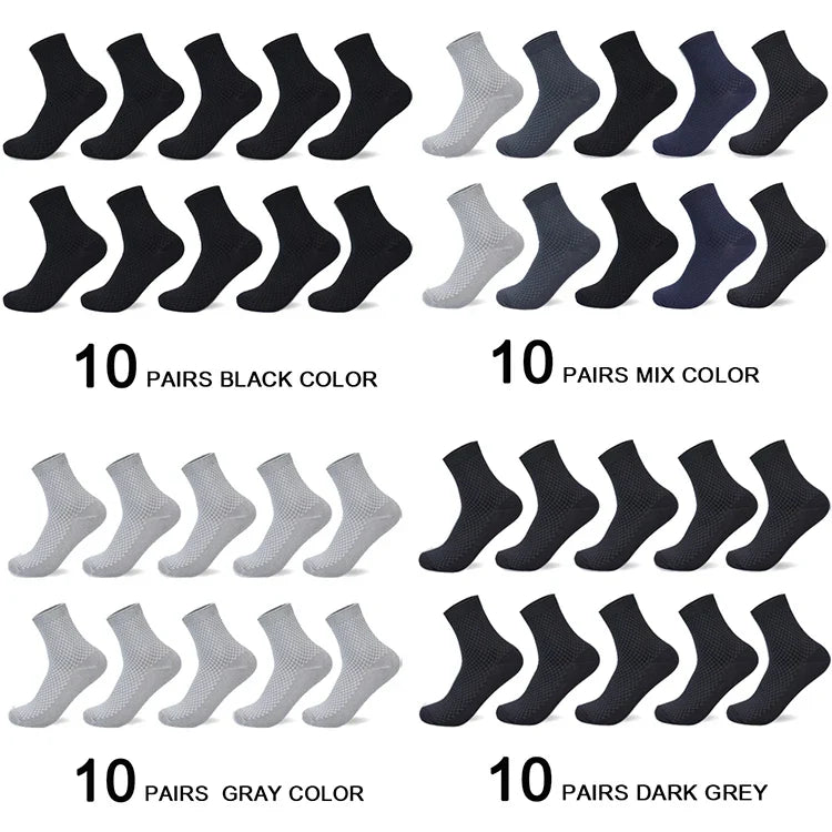 Men's Bamboo Fiber Socks Compression Business Crew Socks