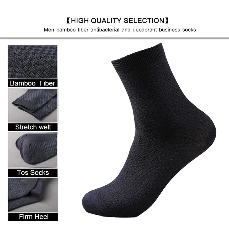 Men's Bamboo Fiber Socks Compression Business Crew Socks