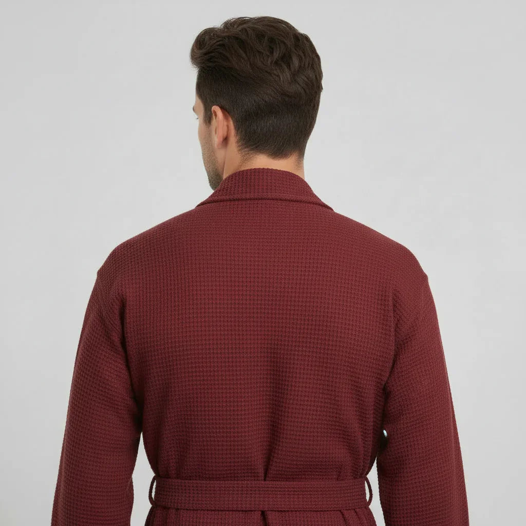 Waffle Spa Bathrobe for Men -  Absorbent, Lightweight